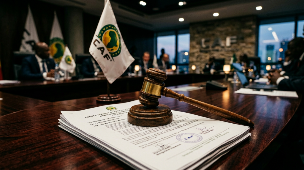 Firefly GeminiFlash documents on a dark mahogany desk a wooden gavel resting on the papers blurred back 226450 FOOTMMZ